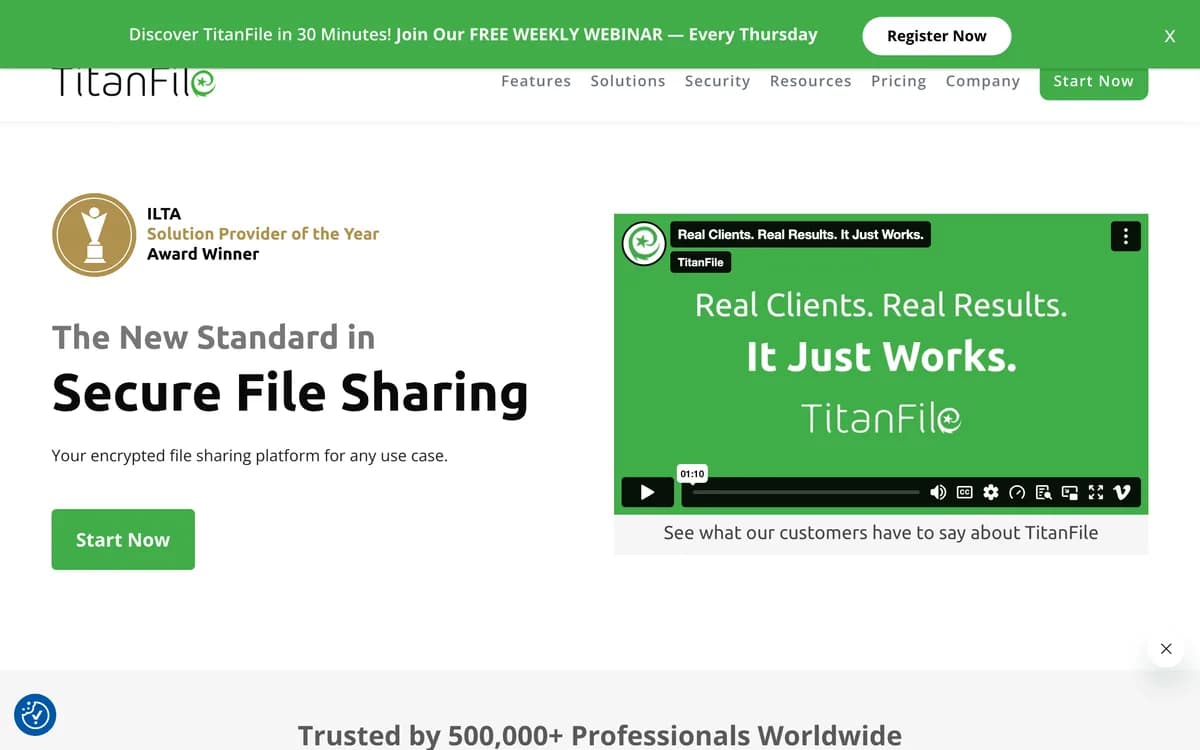 The TitanFile homepage